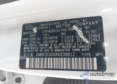 2019 Hyundai Kona Limited z USA, uszkodzony, nr VIN KM8K3CA56KU238812